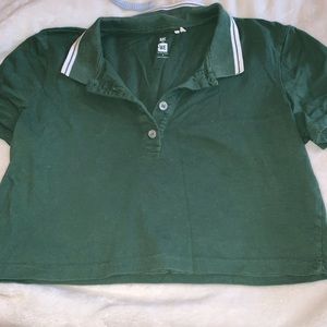 Me to We Dark Green Pacsun polo style crop top